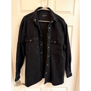 Nasty Gal Oversized Black Denim Shirt